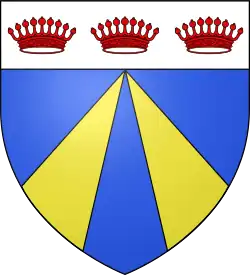 The arms of Jacques d'Étampes (1590–1668), Marshal of France, feature two piles in point issued from the base, or in chevron