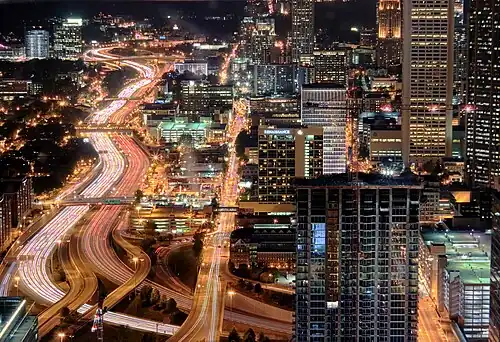 The Downtown Connector, seen at night in Midtown