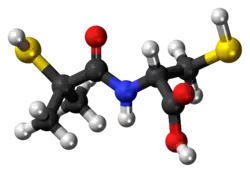 Ball-and-stick model of the bucillamine molecule