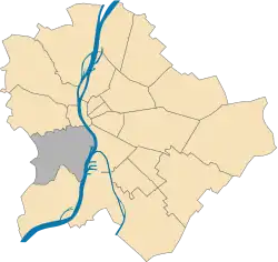 Location of District XI in Budapest (shown in grey)