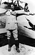Bullard beside a Nieuport aircraft in 1917, while with Escadrille 93