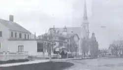 Burrage Yale Mansion and Yale's tin ware shop, c. 1880s