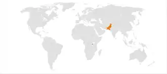 Map indicating locations of Pakistan and Burundi