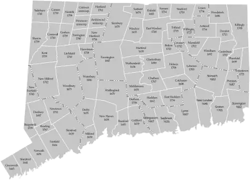 Image 1A map showing Connecticut's towns in 1770. (from History of Connecticut)