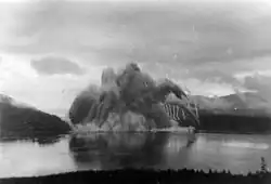 Ripple Rock a couple seconds after detonation