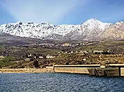 View upstream of dam during high water