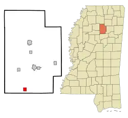 Location of Slate Springs, Mississippi