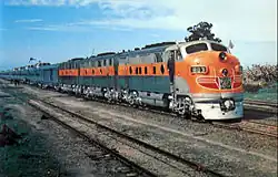 The Western Pacific operated the western portion of the route between Oakland and Salt Lake City. This image shows the train in Altamont, California, prior to the train's first run in 1949.