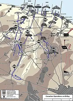 map showing Canadian positions D-Day