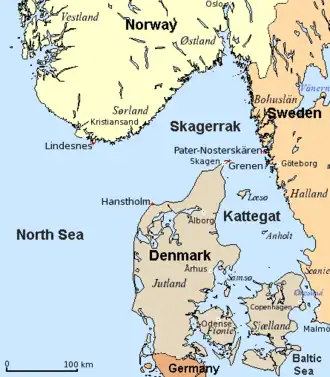 Map of Skagerrak and surrounding waters
