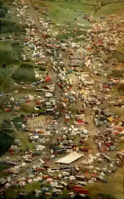 Sky view of the Castlemorton Festival site.