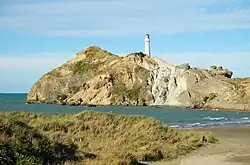Castlepoint Lighthouse from the beach at Castlepoint