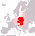 Map of Central Europe, according to Lonnie R. Johnson (2011):[111]   Countries usually considered Central European (citing the World Bank and the OECD)   Countries considered to be Central European only in the broader sense of the term