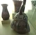 Peruvian Moche civilization. Head-shaped ceramic vessel, c. 100 BC–800 AD