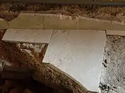 Limestone slabs of a pool