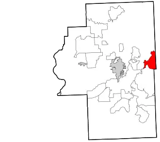 Location within Cherokee County and the state of Oklahoma
