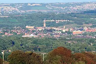 Chesterfield skyline and the Crooked Spire of Chesterfield Parish Church.