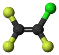 Ball-and-stick model of chlorotrifluoroethylene