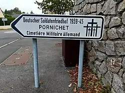 Signage for the German military cemetery in Pornichet