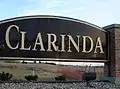Clarinda welcome sign