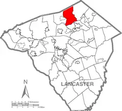 Map of Lancaster County highlighting Clay Township