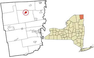 Location in Clinton County and the state of New York.