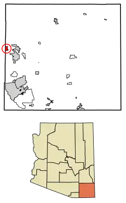 Location of Mescal in Cochise County, Arizona.