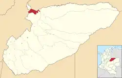 Location of the municipality and town of Sacama in the Casanare Department of Colombia.