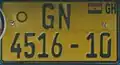 Older style commercial license plate.