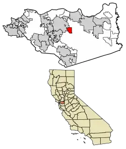Location of Clayton in Contra Costa County, California.