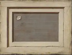 The reverse of a framed painting by Cornelis Norbertus Gijsbrechts, 1670