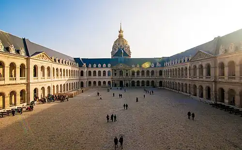 Courtyard of Honour, with the Dome behind it. The Army Museum is on the left.
