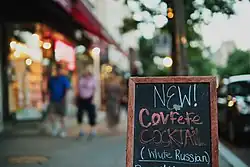 Photo of a sign advertising a Covfefe cocktail.