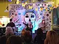 Local band We Are Apes performs under the aegis of the Boise All-Ages Freedom Movement[114] at a family-friendly pop-up retail venue, here at a Mexican restaurant which does not typically host musical acts