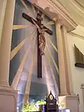 Crucifix on the wall of the sanctuary.