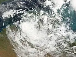 A sprawling mass of clouds obscuring much of northern Australia.