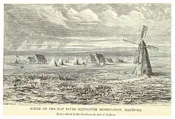 Mennonite Reserve settlement on the Rat River in Manitoba (1881)