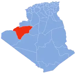 Map of Algeria highlighting Béni Abbès