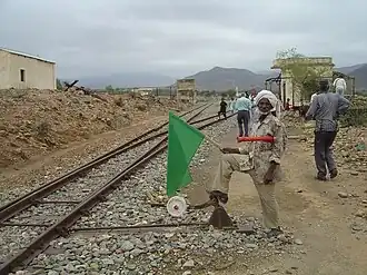Signal flag at Damas station