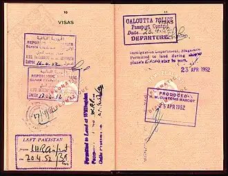 Dame Hilda Ross - visas in passport (1952)