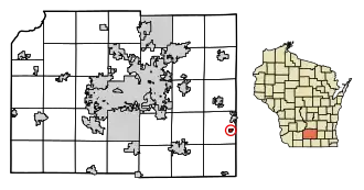 Location of Rockdale in Dane County, Wisconsin.