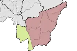 Location of Darazinda Tehsil (yellow) within Dera Ismail Khan District, Pakistan