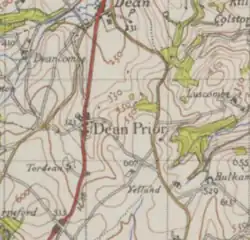 Ordnance Survey map showing Dean Prior