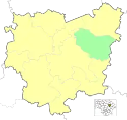map of Anykščiai District Municipality showing the location of Debeikiai Eldership