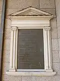 Dedication plaque for Pollard Memorial Library; Lowell, MA; 2011-08-20