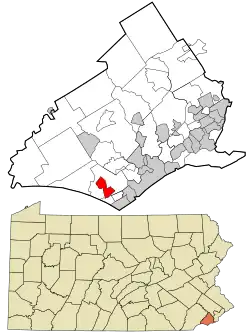 Location in Delaware County and the U.S. state of Pennsylvania