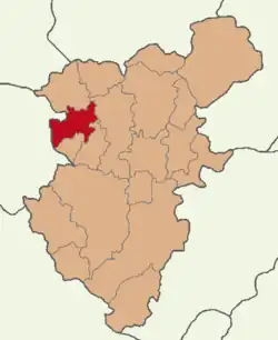 Map showing Sarayköy District in Denizli Province