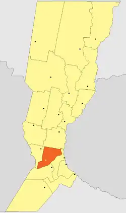 Location of Iriondo Department within Santa Fe Province