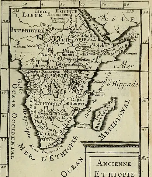 Map of Africa, Description de l'univers (1683); A'zania is circled.
