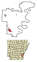 Location of McGehee in Desha County, Arkansas.